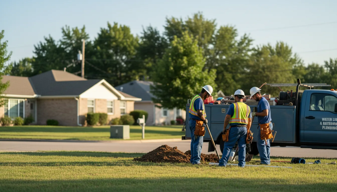 Residential water line and bathroom plumbing service in Dougherty, OK